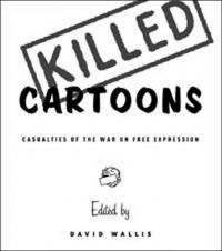 "Killed" displayed like a cancellation stamp over "cartoons"