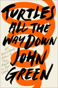 Book title with orange swirl behind it